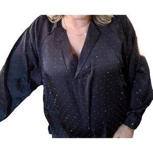 NEW ALLIE ROSE mistletoe long sleeve rhinestone top in black